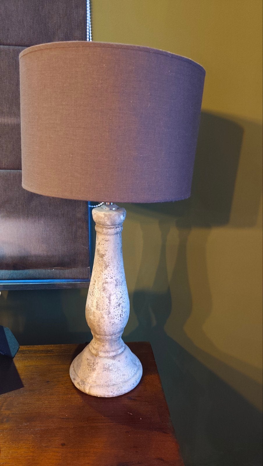 Mooie lampen (2 st.) met bruin/grijze kappen, Ophalen, Zo goed als nieuw
