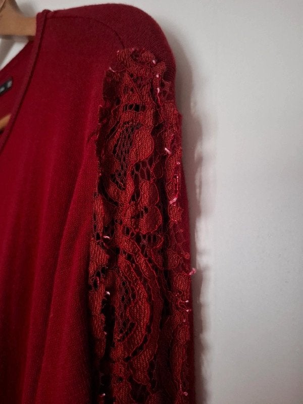 Zara Knit vest met kant maat M. ZGAN!, Maat 38/40 (M), Ophalen of Verzenden, Zo goed als nieuw, Rood
