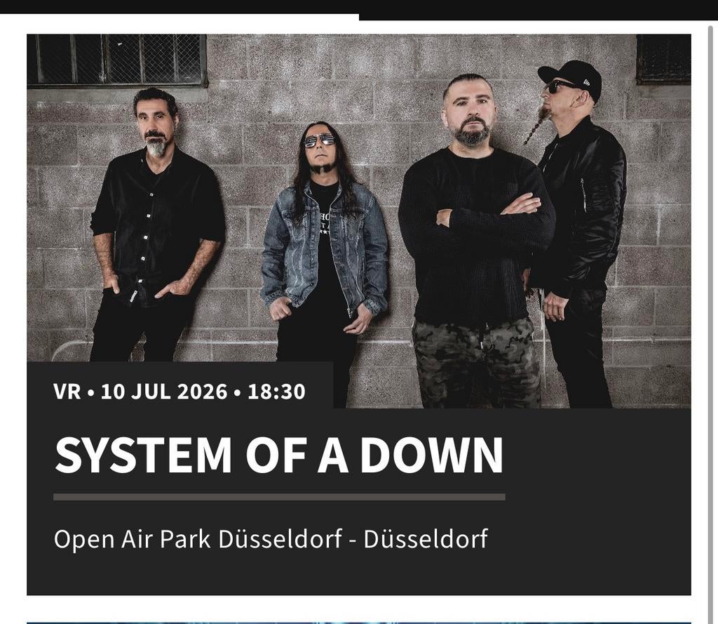 System of a down kaartjes, Twee personen, Juli, Hard Rock of Metal