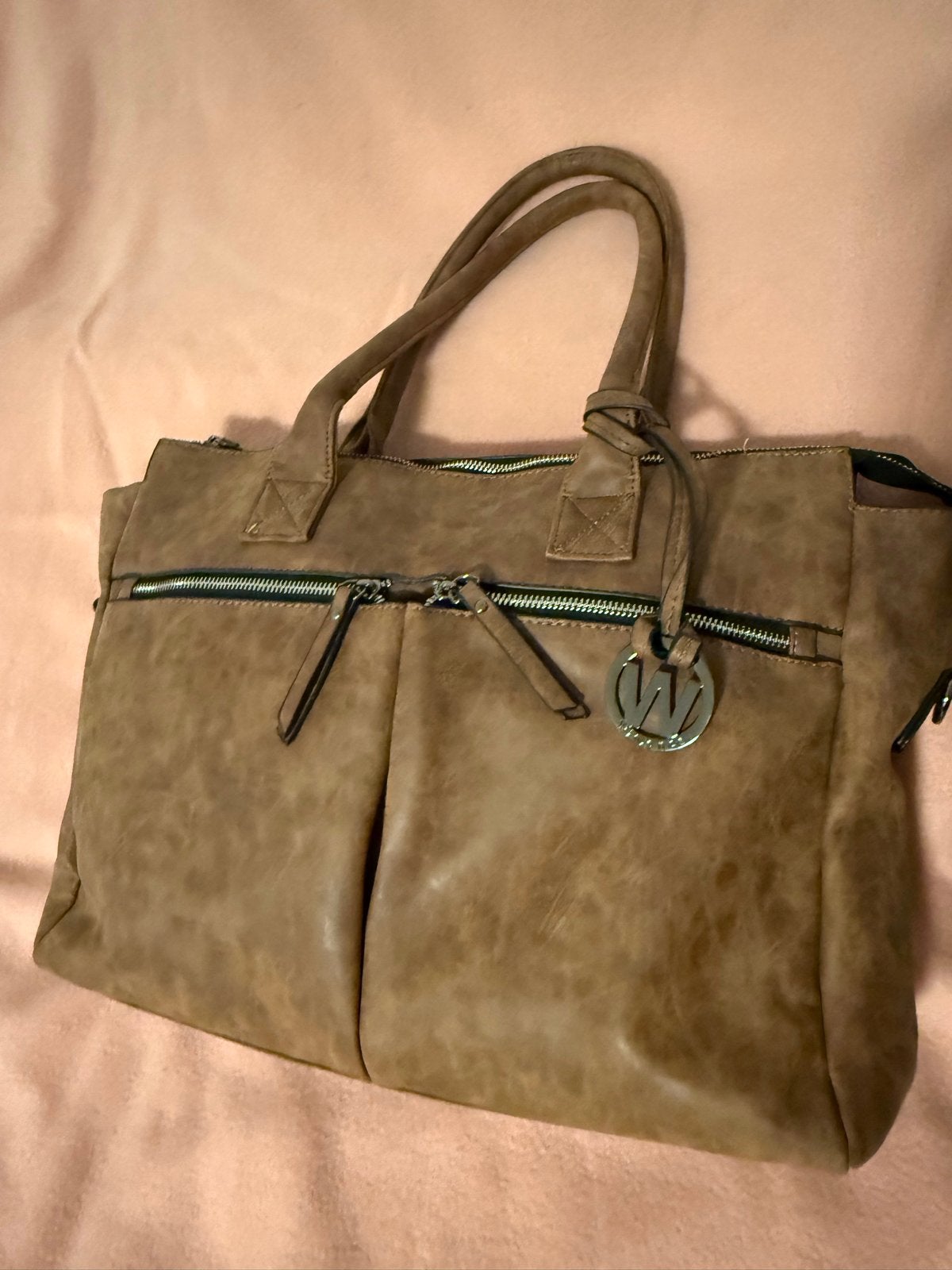 Bruine laptoptas Wimona met schouderband - Zo goed als nieuw, Ophalen of Verzenden, Gebruikt, Bruin, Handtas
