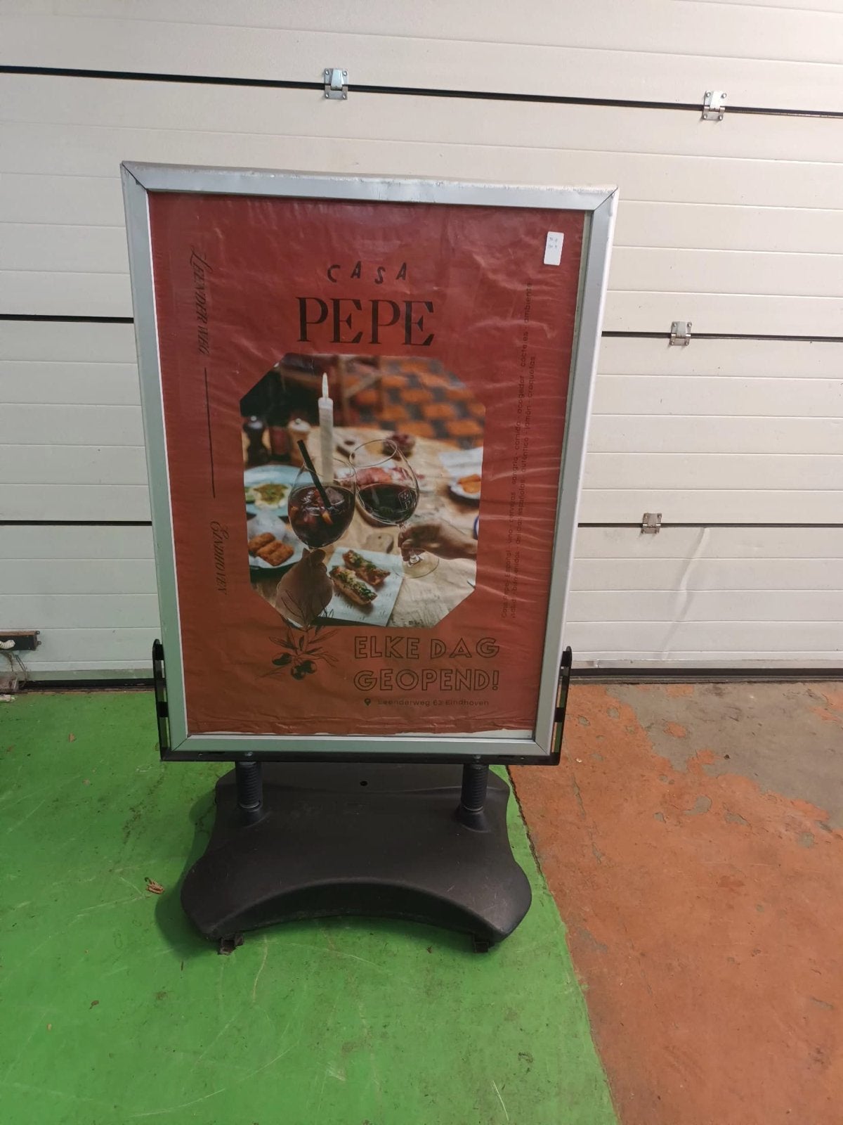 Stoepbord A1 met watertank - Zilver stoep reclam horeca, Ophalen