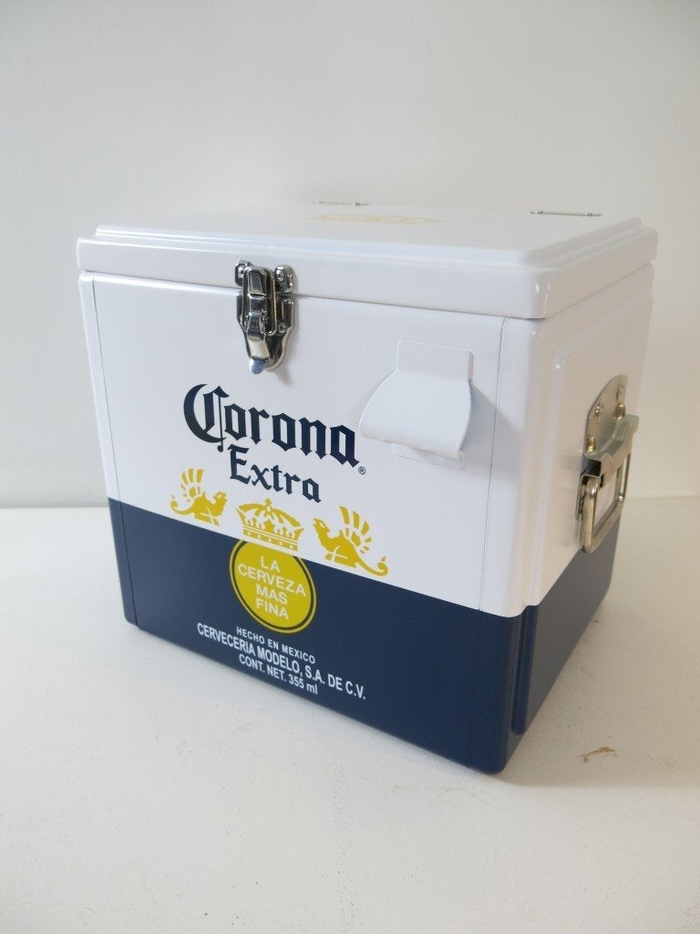 Retro Corona Extra Metalen Koelbox (Met Flesopener) – ZGAN!, Ophalen of Verzenden, Zo goed als nieuw, Reclamebord