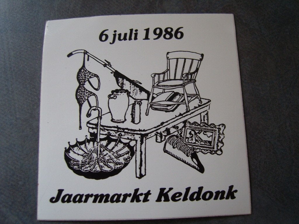 sticker 6 juli 1986 jaarmarkt keldonk, Verzamelen, Ophalen, Zo goed als nieuw