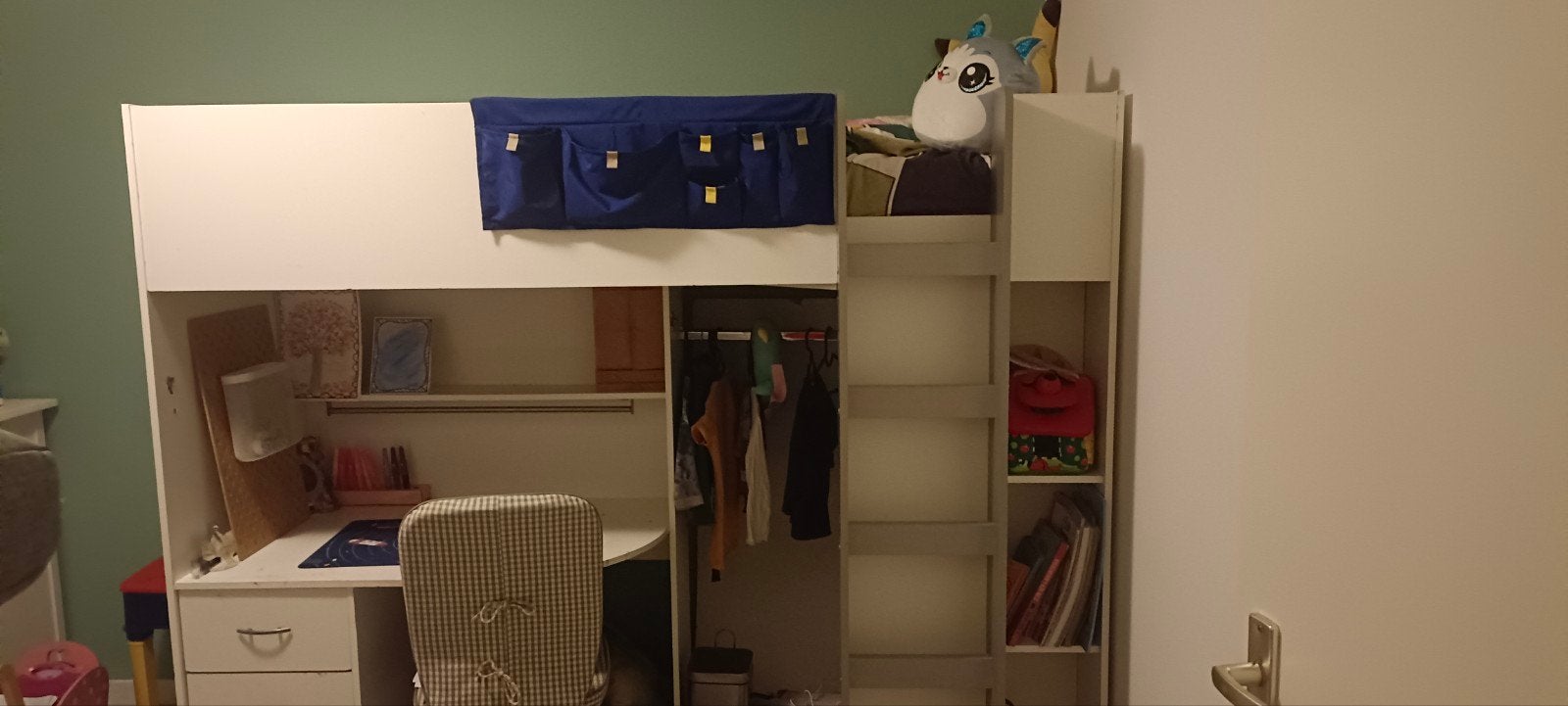 Stapelbed voor kinderen met bureau en opbergruimte, Gebruikt, 90 cm, Eenpersoons, Ophalen of Verzenden