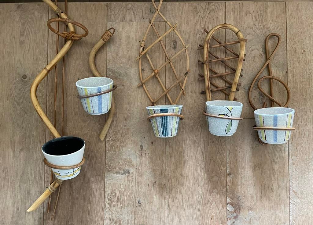 Vintage plantenhangers rotan, Ophalen of Verzenden, Huis en Inrichting