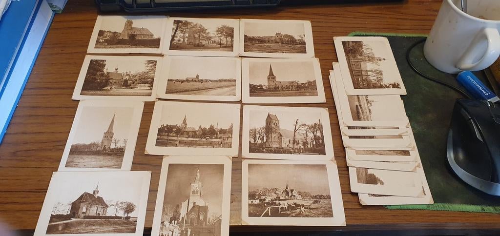 24 albumplaatjes Friesche dorpstorens -Winsemius Leeuwarden, Boeken, Ophalen of Verzenden, Gelezen, Winsemius' kaas en vethandel Leeuwarden