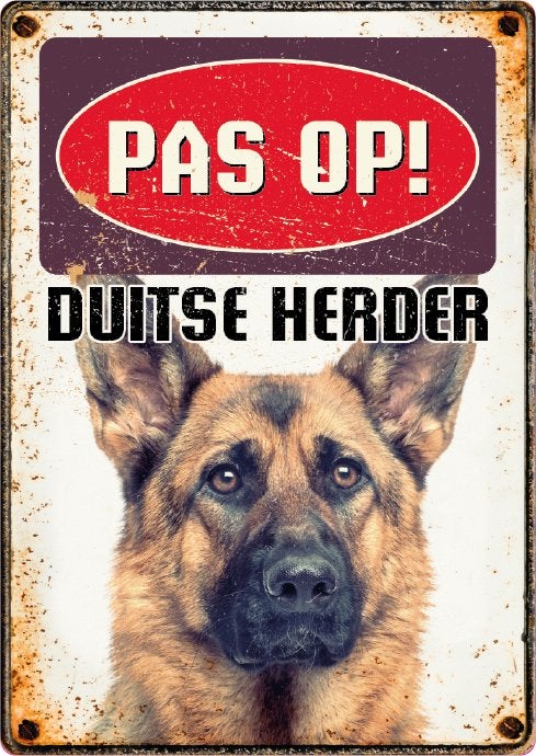 Waakbord 'pas op Duitse herder' spreukbord, Info@hopsa.nl, Industrieweg 12, 2254 AE Voorschoten, Nieuw, Ophalen of Verzenden
