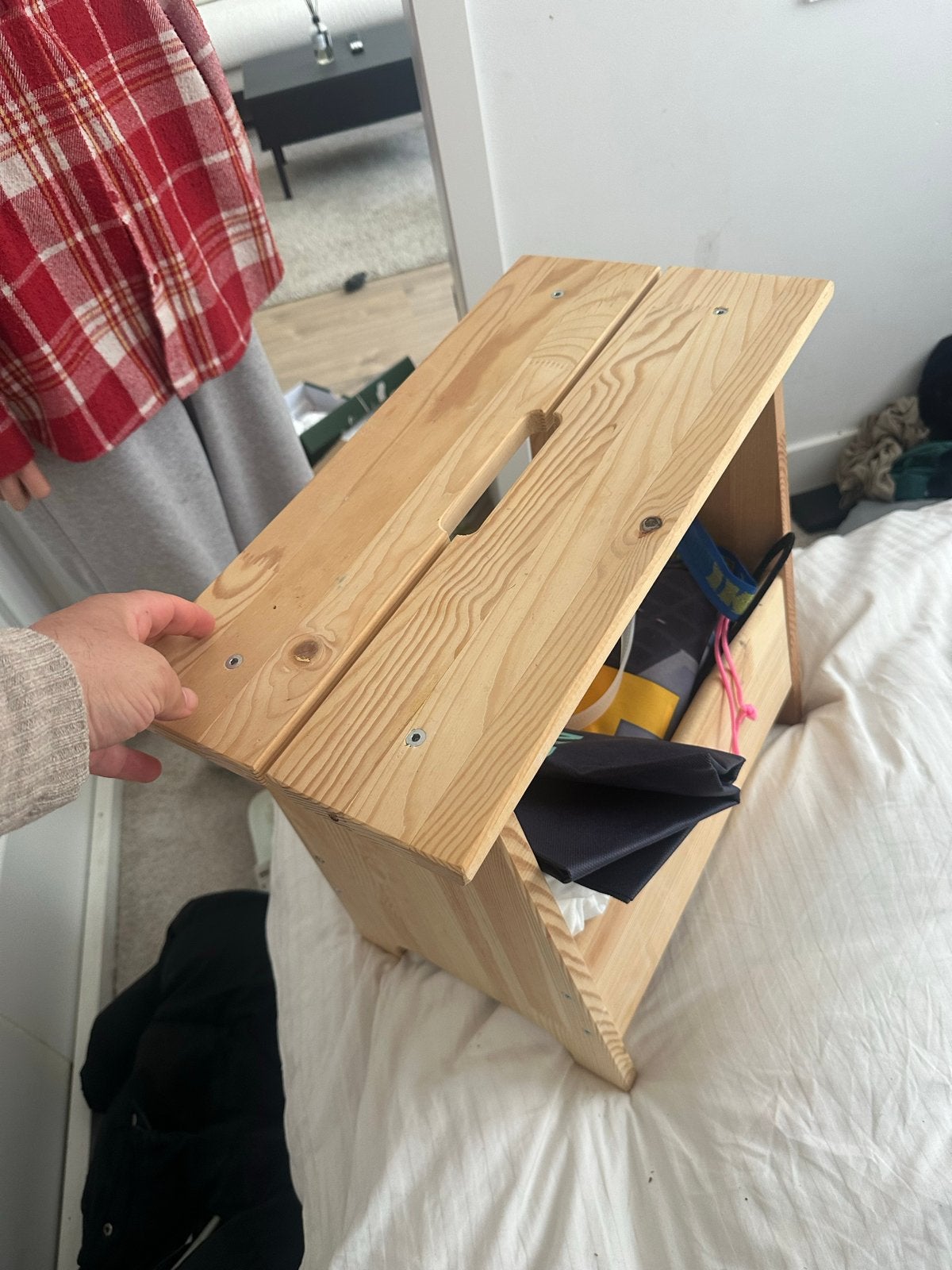IKEA houten krukje/opberger, Ophalen, Gebruikt
