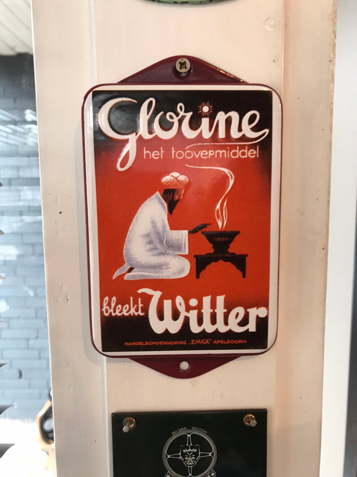 Glorine emaille reclamebord, Ophalen of Verzenden, Zo goed als nieuw, Reclamebord