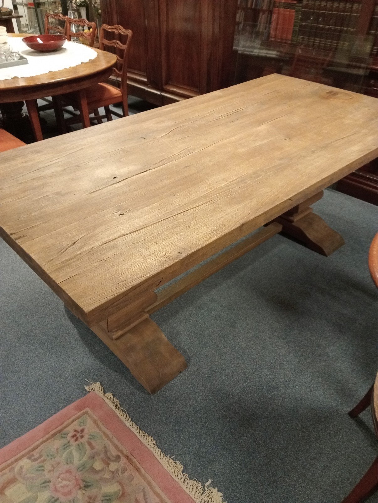 Klooster Tafel Massief eikenhout Nieuwstaat, Huis en Inrichting, Eikenhout, Nederland, Zo goed als nieuw, Vijf personen of meer