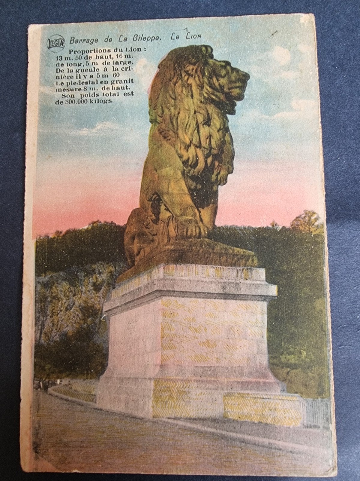 Oude postkaart Barrage de la Gileppe, Le Lion, België 1913, Ophalen of Verzenden