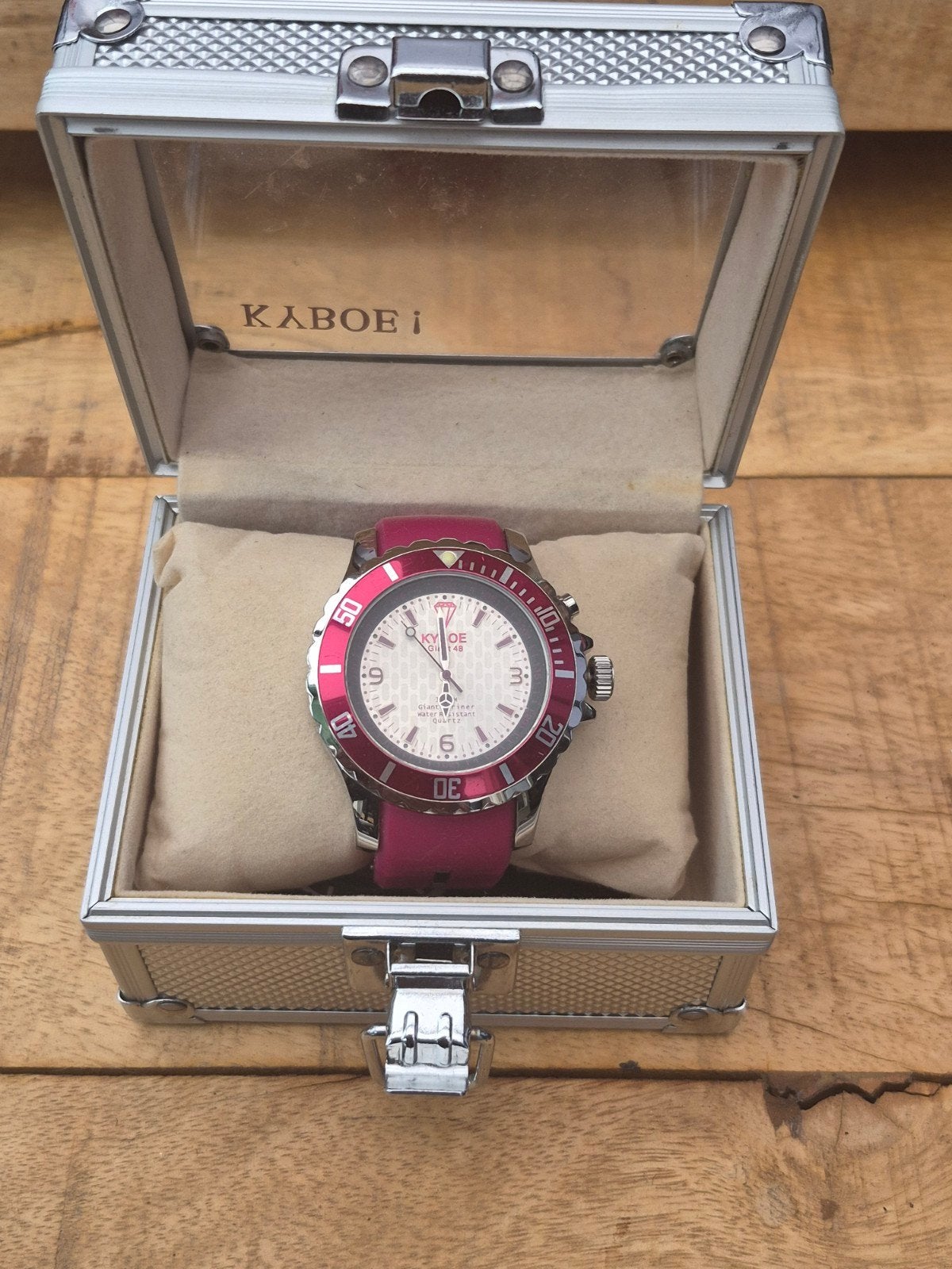 Kyboe Giant 48 horloge - roze/zilver, Overige merken, Staal, Polshorloge, Kunststof