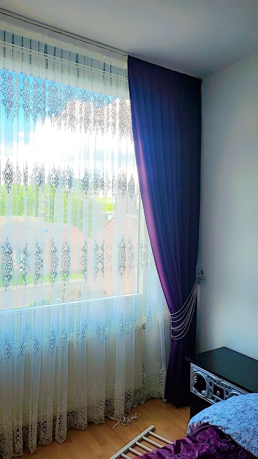 Paarse overgordijnen, Ophalen, Overige merken, 150 cm, Lichtdoorlatend