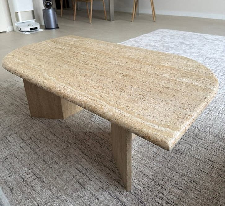 Stijlvolle Travertin Salontafel - Nette staat, Ophalen, Overige materialen, 100 tot 150 cm, 50 tot 100 cm