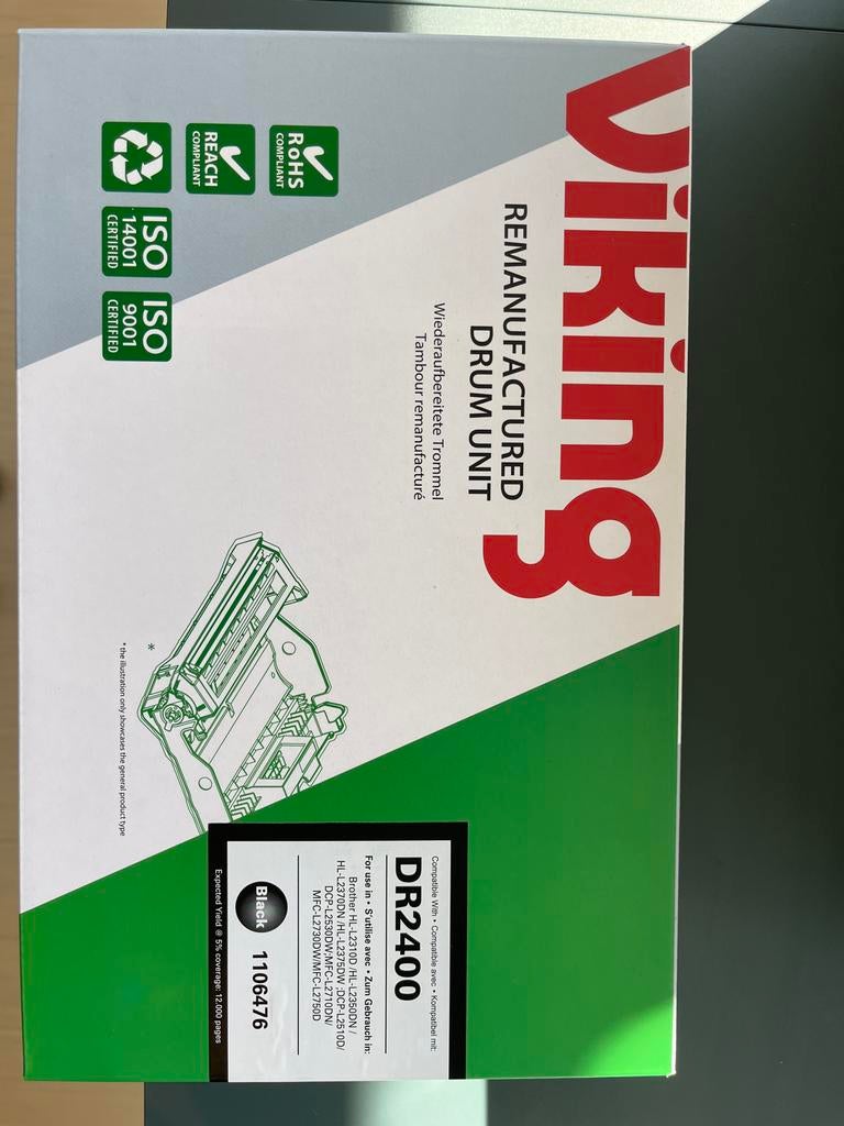Viking DR2400 Remanufactured Drum Unit voor Brother printers, Ophalen, Gebruikt, Overige typen