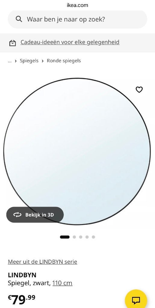 Ronde spiegel, Ophalen, 100 tot 150 cm, Rond, Nieuw