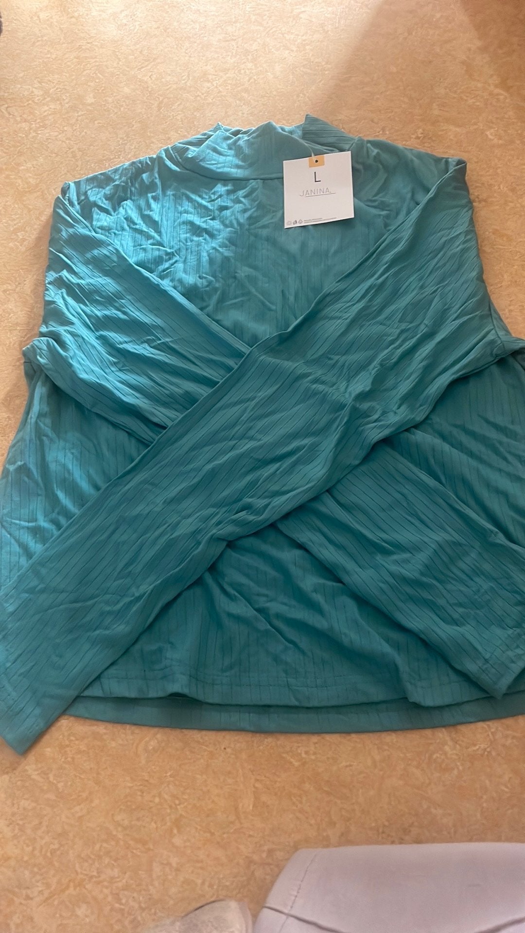turquoise dunne shirt maat L, merk Janina., Kleding | Dames, Ophalen, Overige kleuren, Maat 42/44 (L), Zo goed als nieuw