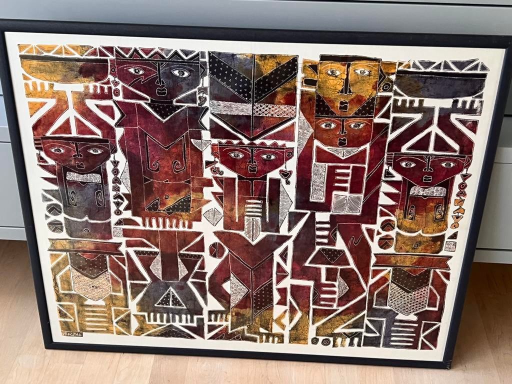 Originele indonesische batik in lijst 99 x 81 cm, Ophalen