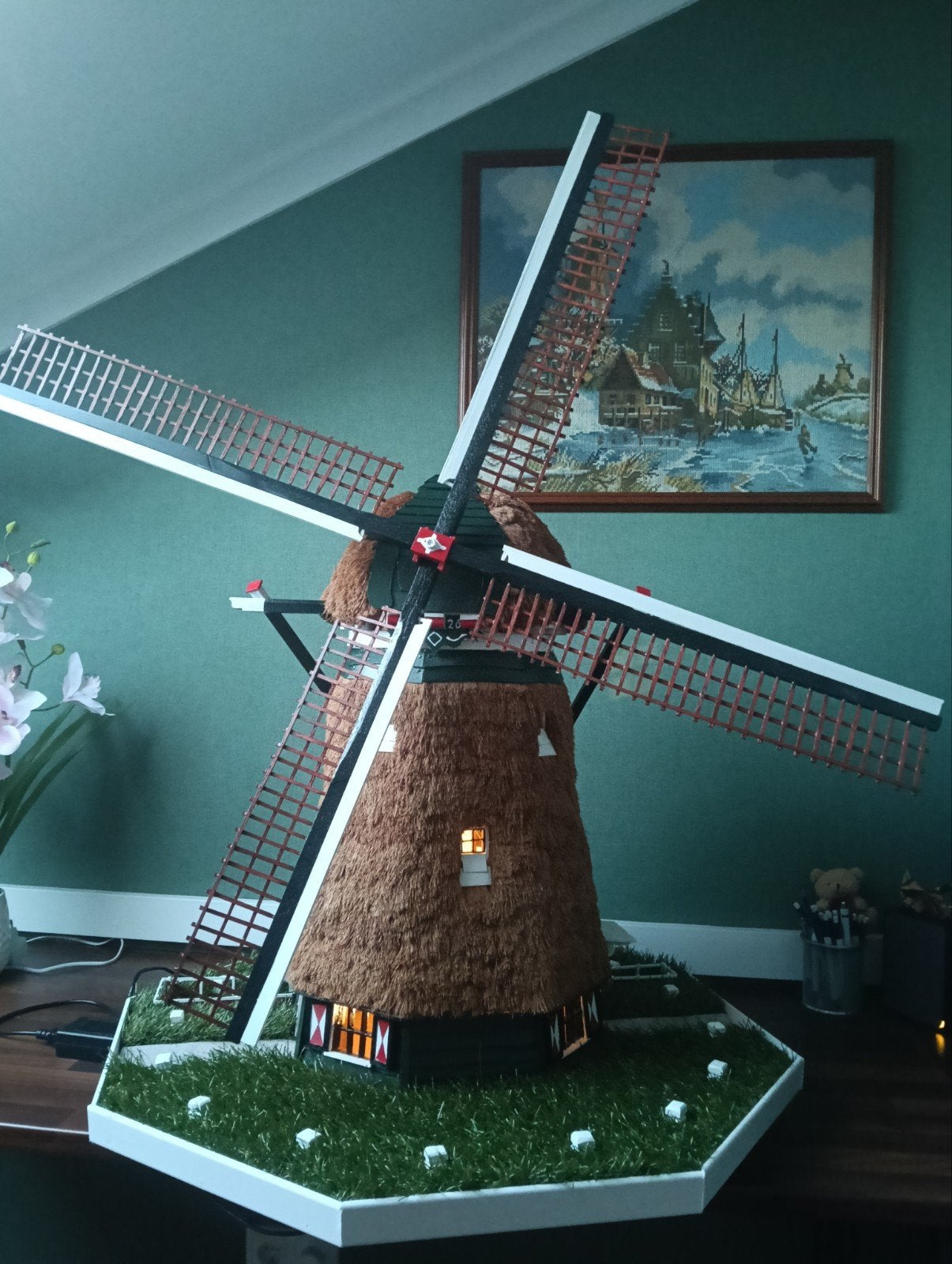 Prachtig handgemaakt molenmodel met verlichting, Hobby en Vrije tijd, Ophalen, Nieuw, Hout, Knutselwerk