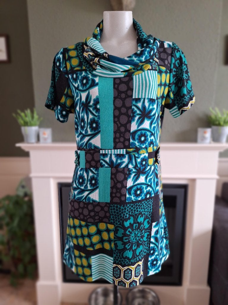 Clair de Lune groen zwart mini jurk tuniek trui L 42, Verzenden, Zwart, Maat 42/44 (L), Knielengte