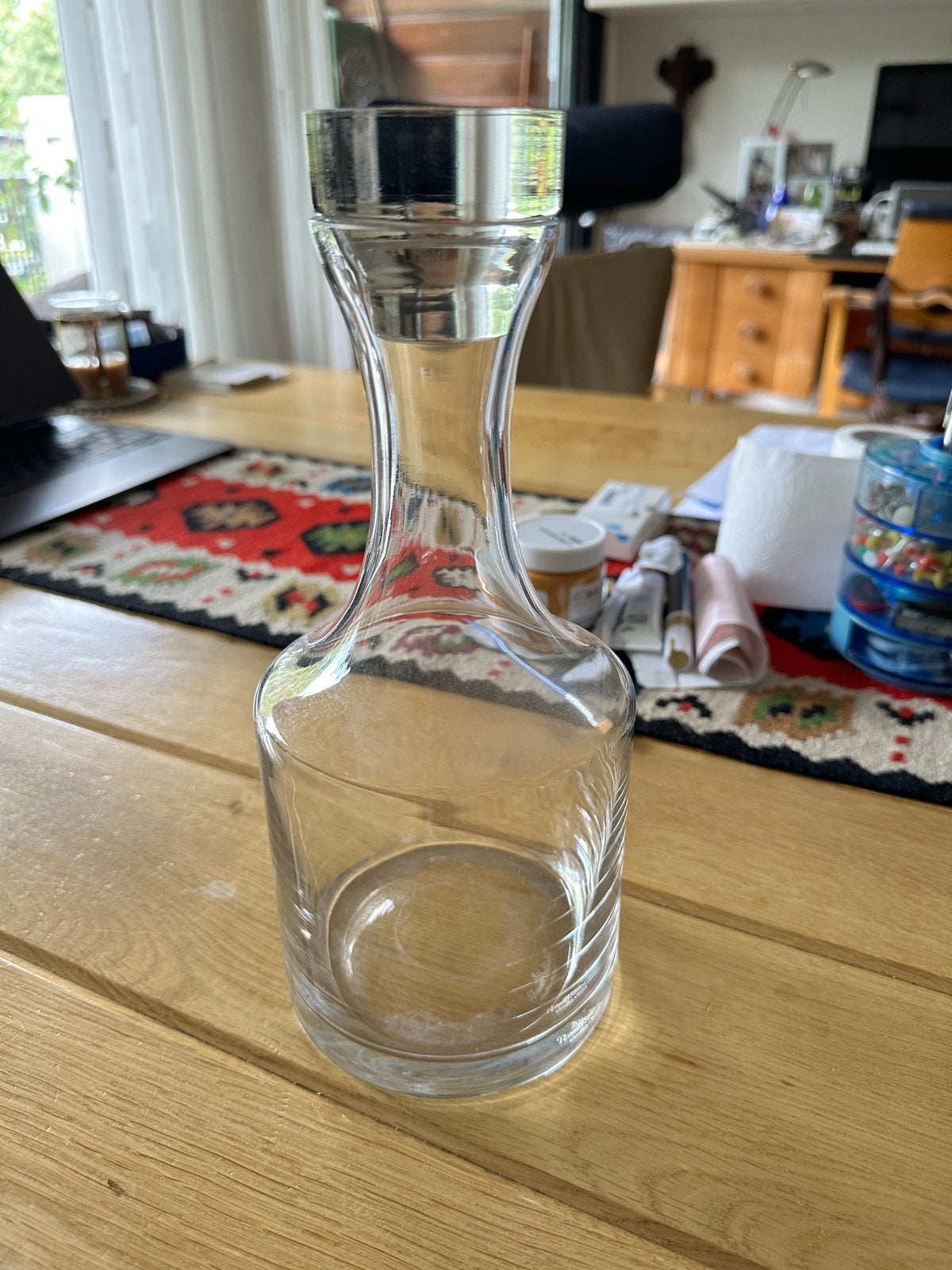 Glazen karaf met metalen dop - Kleine beschadiging, Ophalen of Verzenden