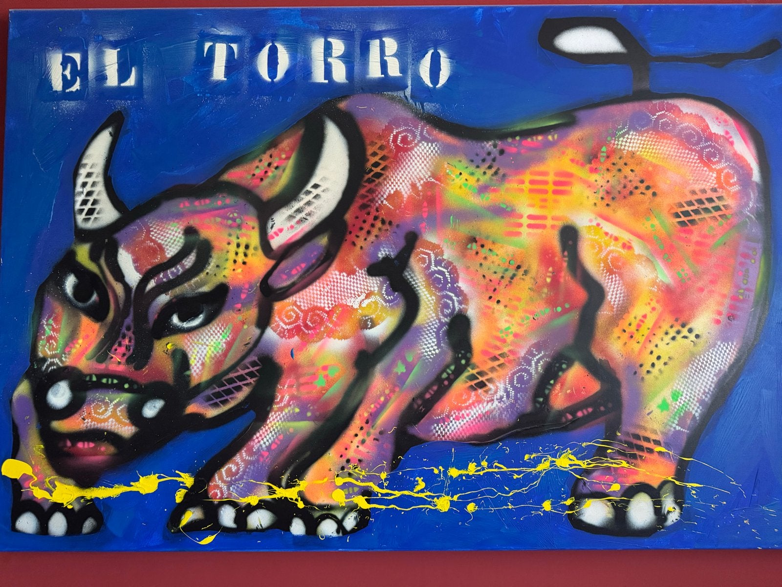 Fabian - El Torro (2012) - Gemengde techniek op 3D-doek, Ophalen, 3D-effect, Dieren, Gemengde techniek