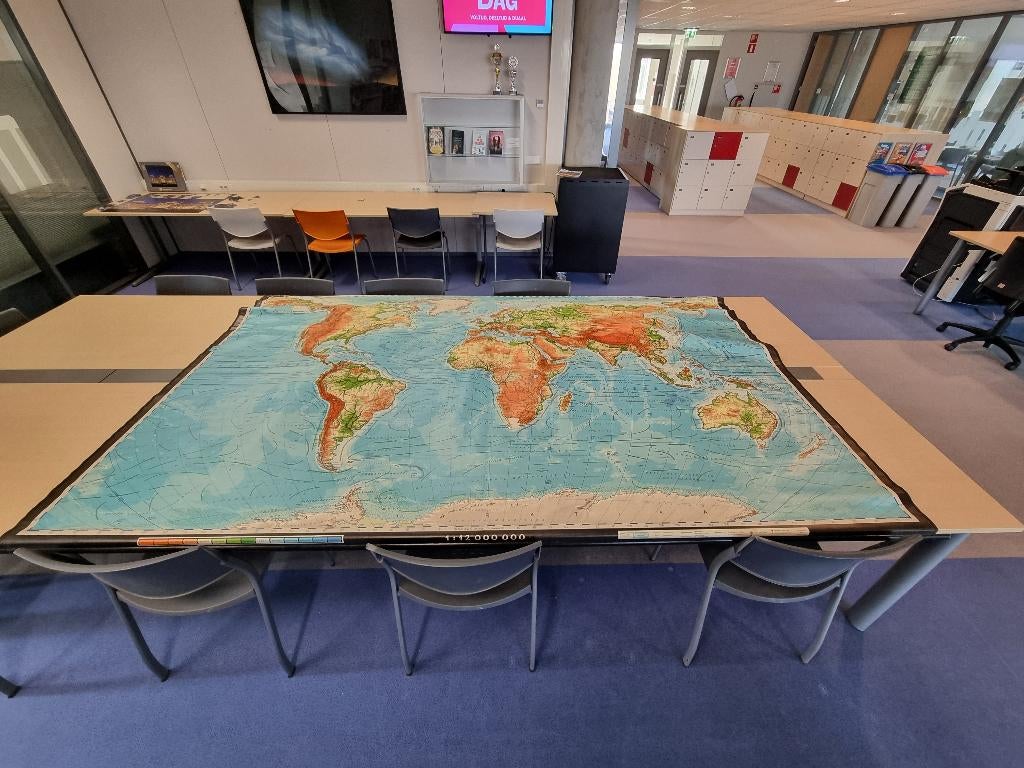 Grote wandkaart wereld (schoolwandkaart) - fysisch (269-164), Boeken, Justus Perthes, Landkaart, 1800 tot 2000, Wereld