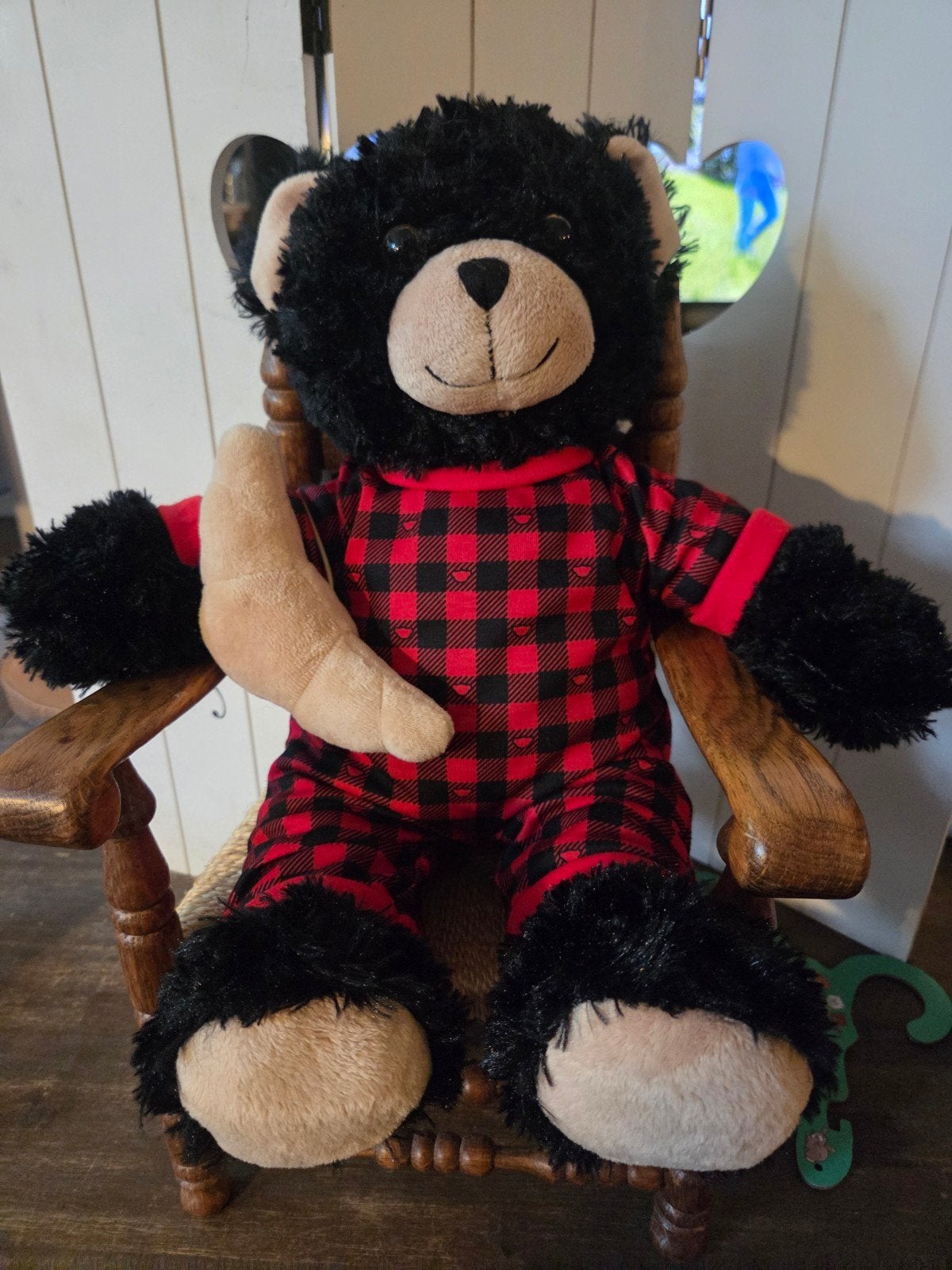 Build-A-Bear Shaggy Grizzlybeer met Pyjama en Croissant, Overige karakters, Beer, Handgemaakt, Zwart