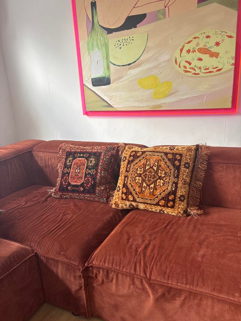 Kussens persisch vintage stof, Ophalen of Verzenden, Gebruikt, Overige kleuren, Vierkant