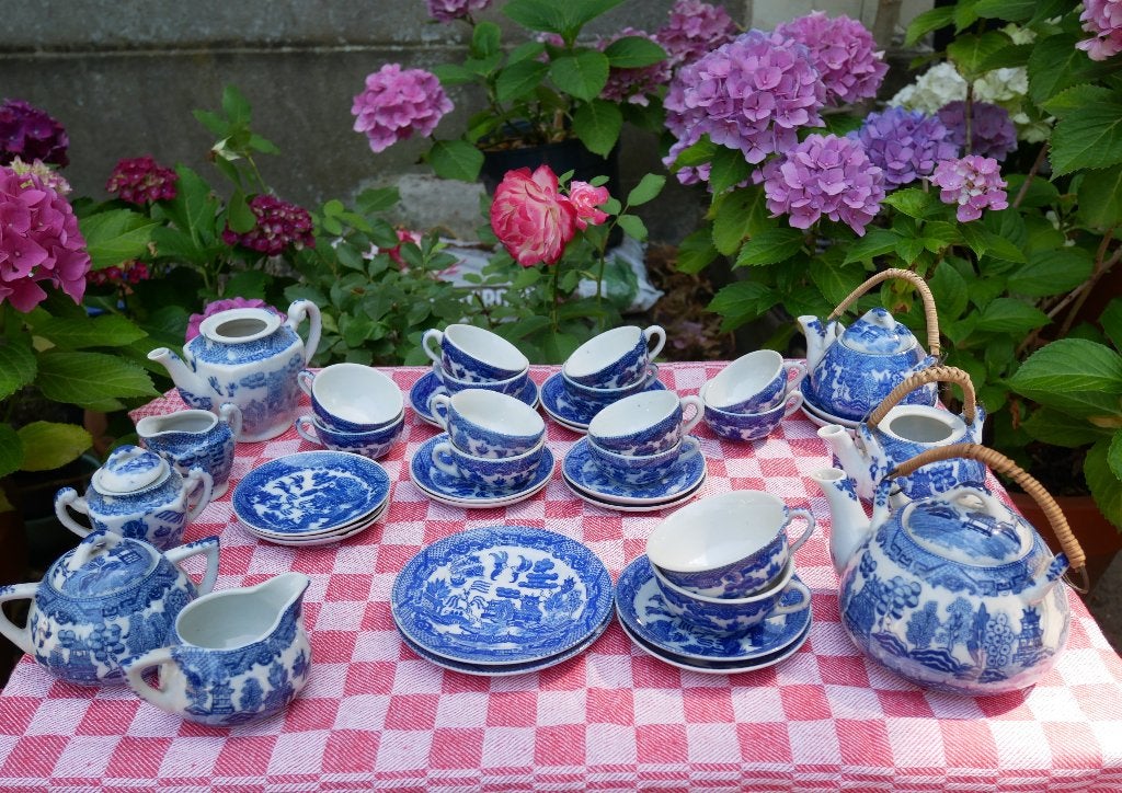 oud blauw / wit miniatuur poppen- / kinderservies, Ophalen of Verzenden