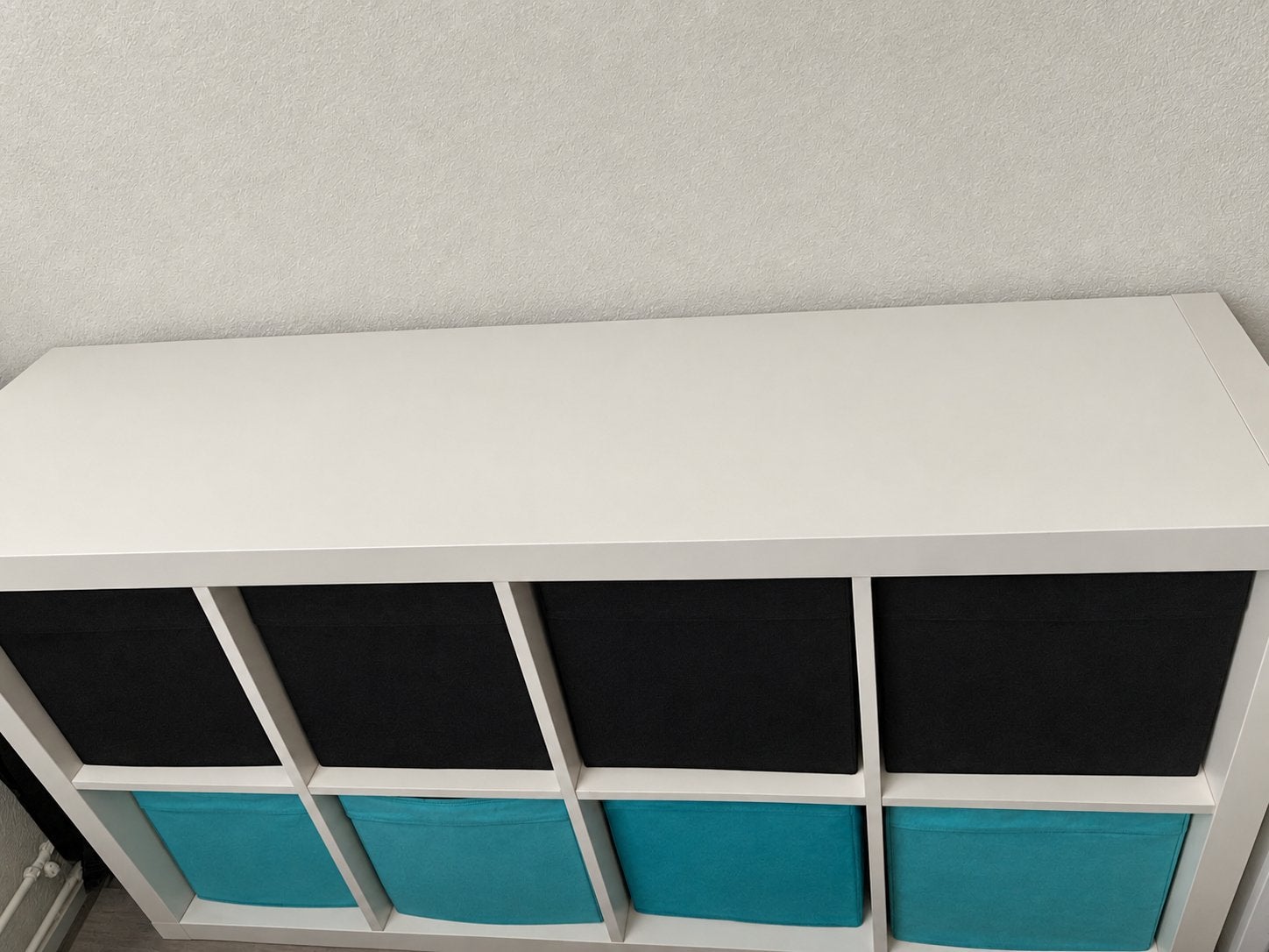 Ikea Kallax kast met 8 opbergbakken, Ophalen, Met plank(en), Gebruikt, 50 tot 100 cm
