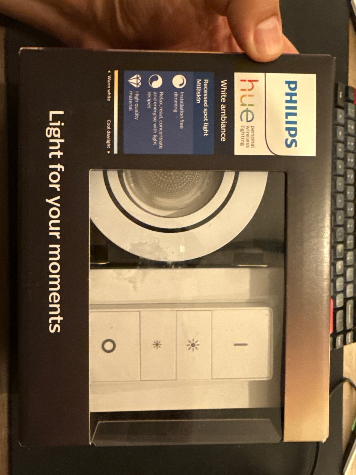 Philips Hue White Ambiance Inbouwspot Milliskin + Dimmer, Dimbaar, Ophalen, Nieuw, Philips Hue