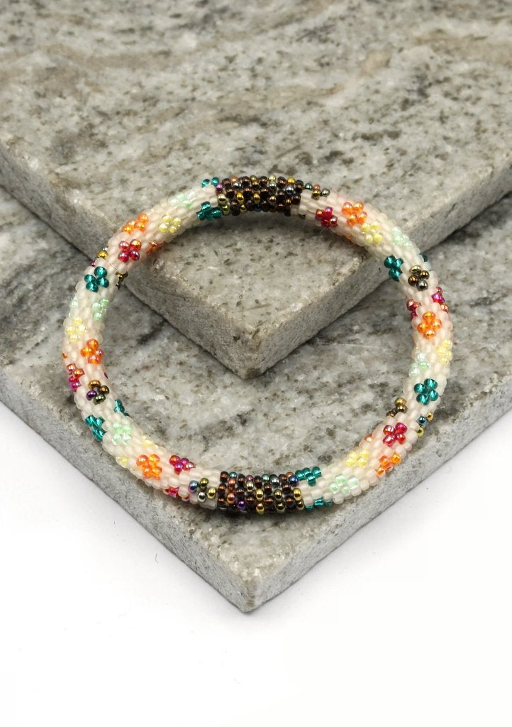 Glaskralen armband - wit - RB180, Overige materialen, Overige kleuren, Nieuw, Ophalen of Verzenden