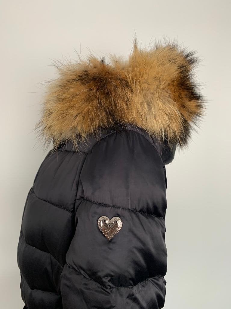 Jacky Luxury winterjas met bontkraag - Maat M, Ophalen of Verzenden, Zo goed als nieuw, Maat 38/40 (M), Zwart