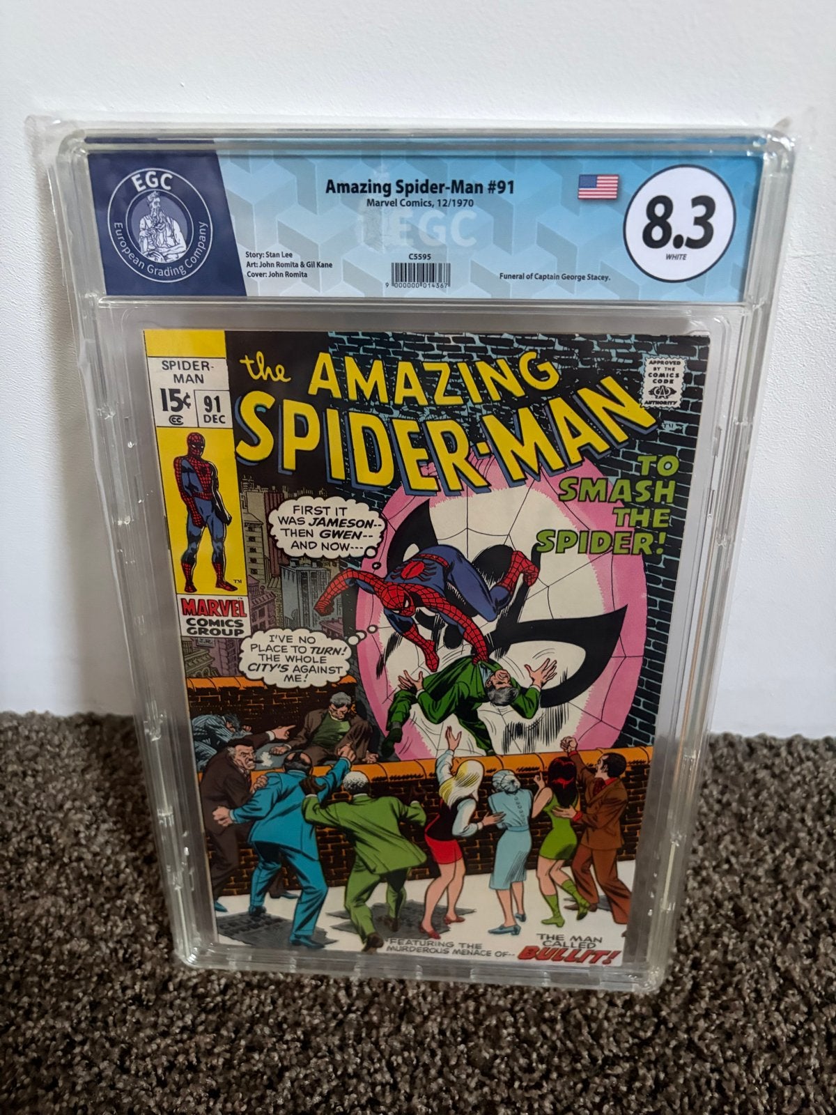 Amazing Spider-Man #91 EGC 8.3 - Marvel Comics 1970, Boeken, Eén comic, Verzenden, Zo goed als nieuw, Amerika