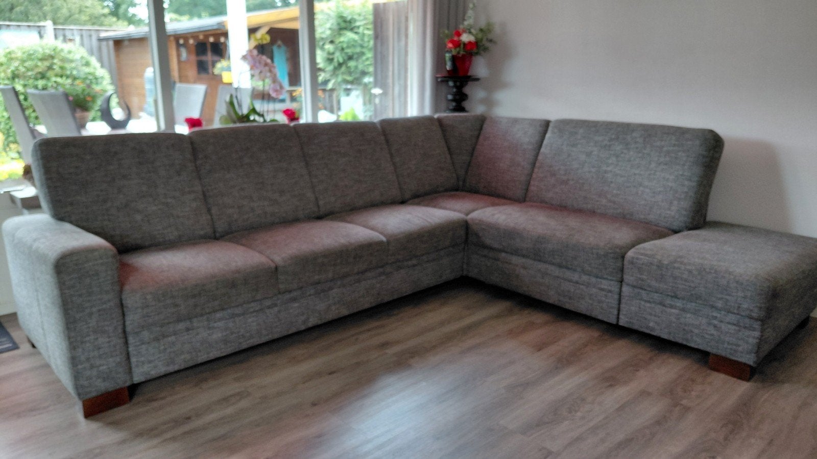 Hoekbank met verstelbare rugleuning en uitschuifbare lade, Ophalen, 250 tot 300 cm, 100 tot 125 cm, Hoekbank