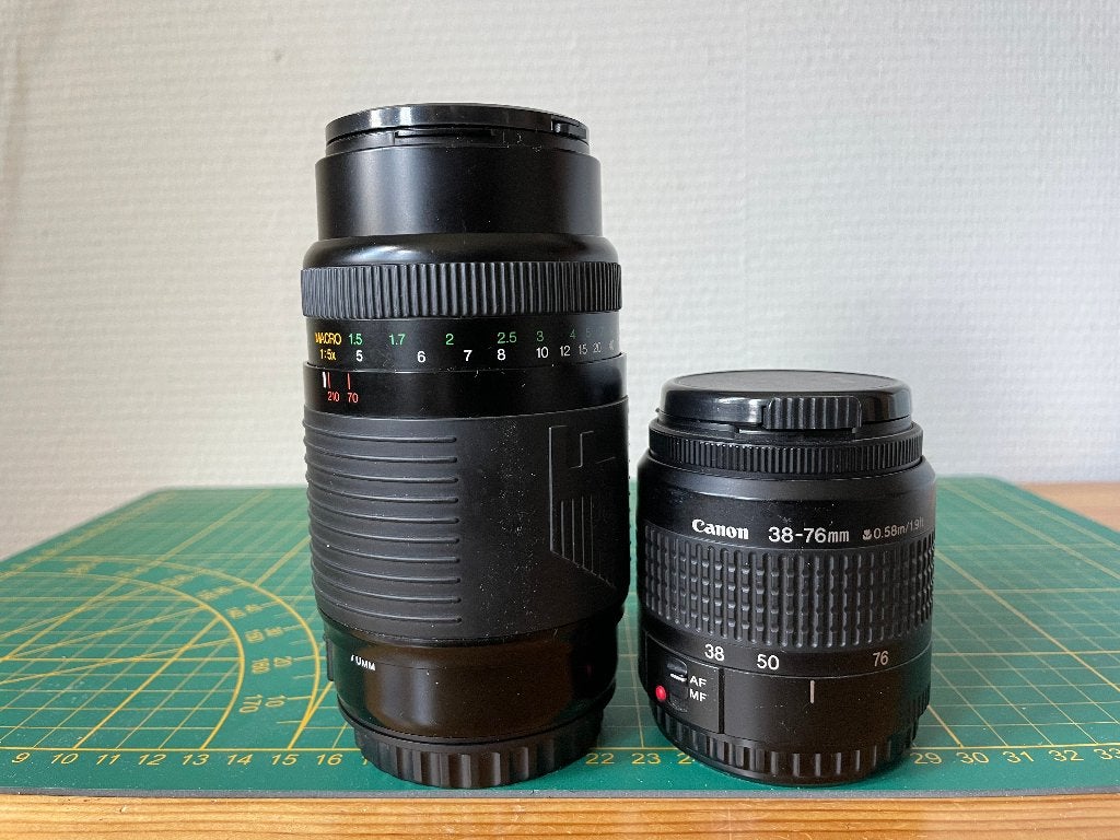 Partij Canon EF lenzen: Soligor AF 70-210mm & Canon 38-76mm, Ophalen, Canon, Telelens, Zo goed als nieuw