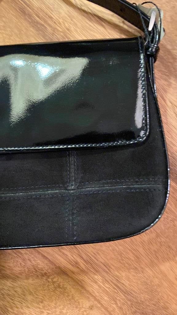 K53 leren handtas lak- en suede leer van Bodenschatz, Ophalen of Verzenden, Zo goed als nieuw, Zwart, Handtas