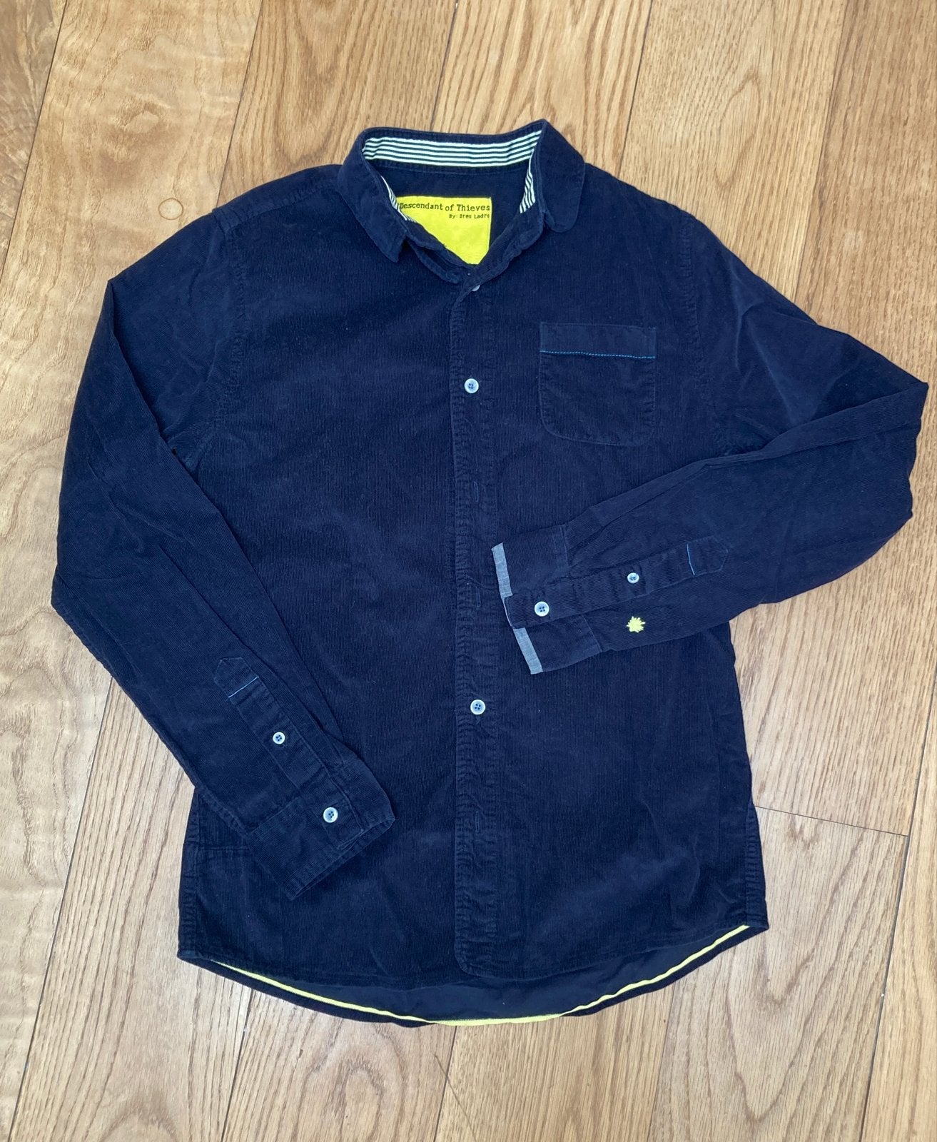 Descendant of Thieves corduroy overhemd - Maat S, Ophalen of Verzenden, Zo goed als nieuw, Blauw, Halswijdte 38 (S) of kleiner