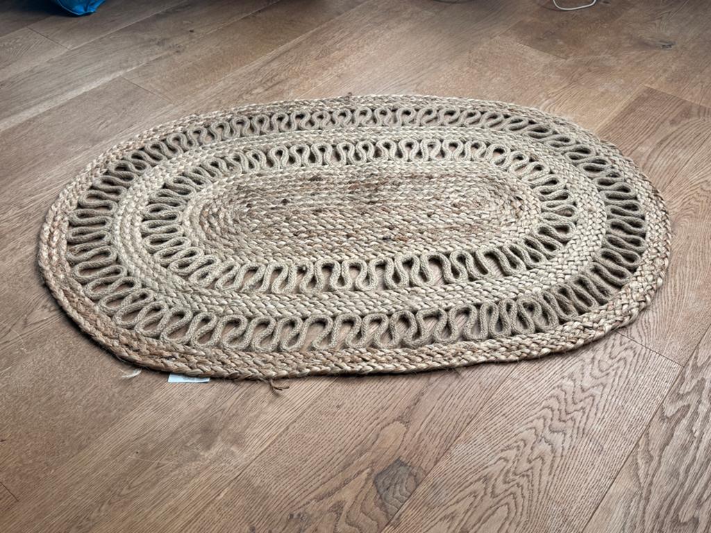 Juten vloerkleed ovaal - Natuurlijke look, Gebruikt, 100 tot 150 cm, Bruin, Ovaal