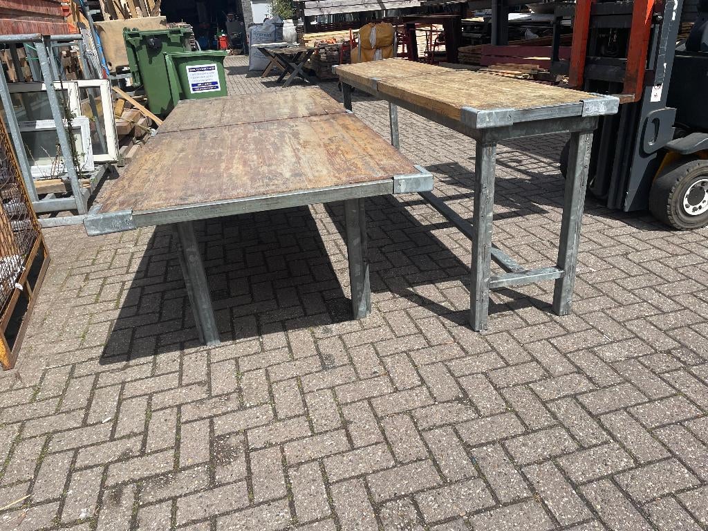 Steenschot tafel/bureau/tuintafel 278x54 €150- 278x107 €200,, Ophalen, Gebruikt, 200 cm of meer, 50 tot 100 cm