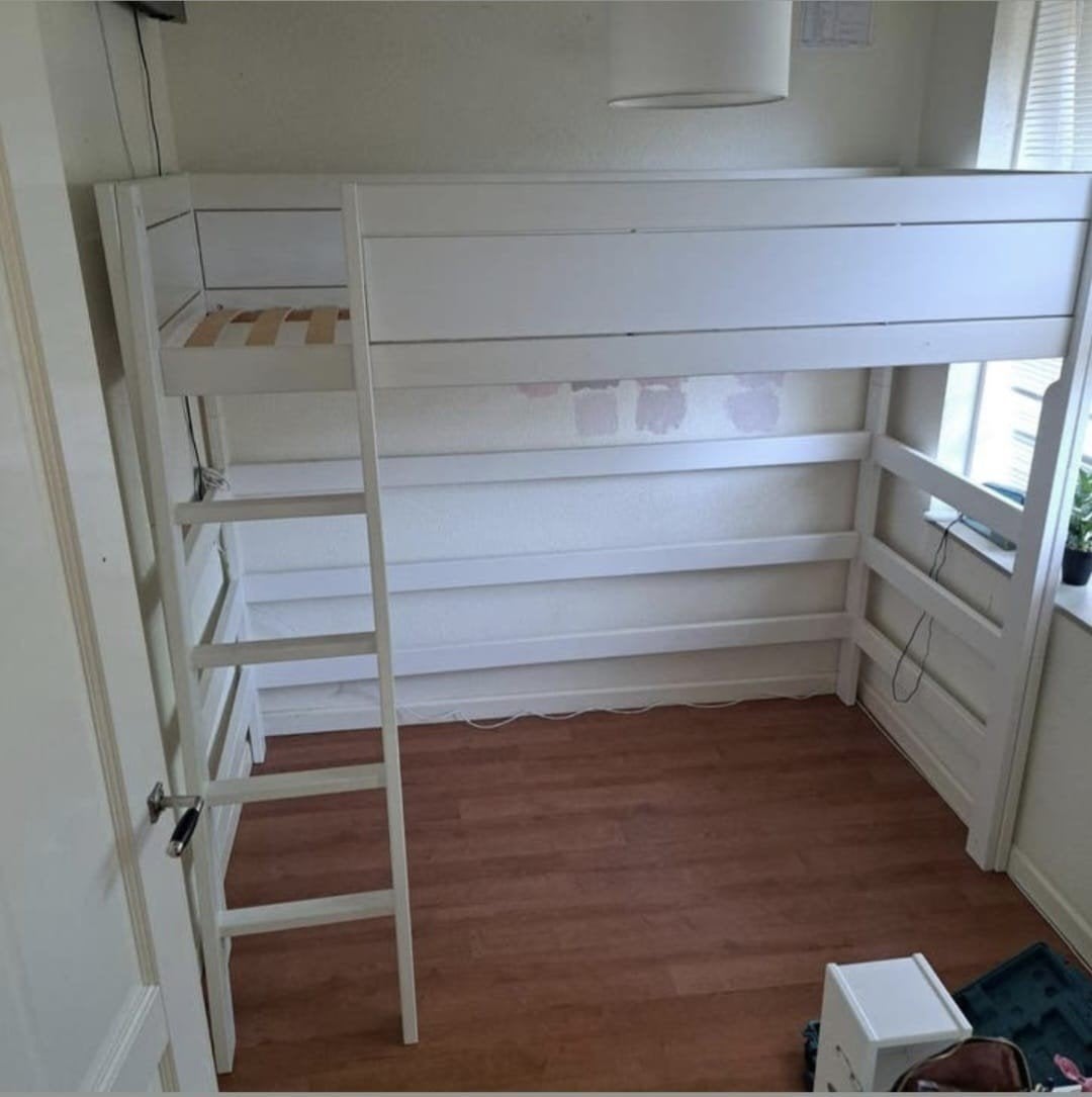 izgs life time hoogslaper wit lifetime bed, Ophalen, 85 tot 100 cm, Zo goed als nieuw, Lattenbodem