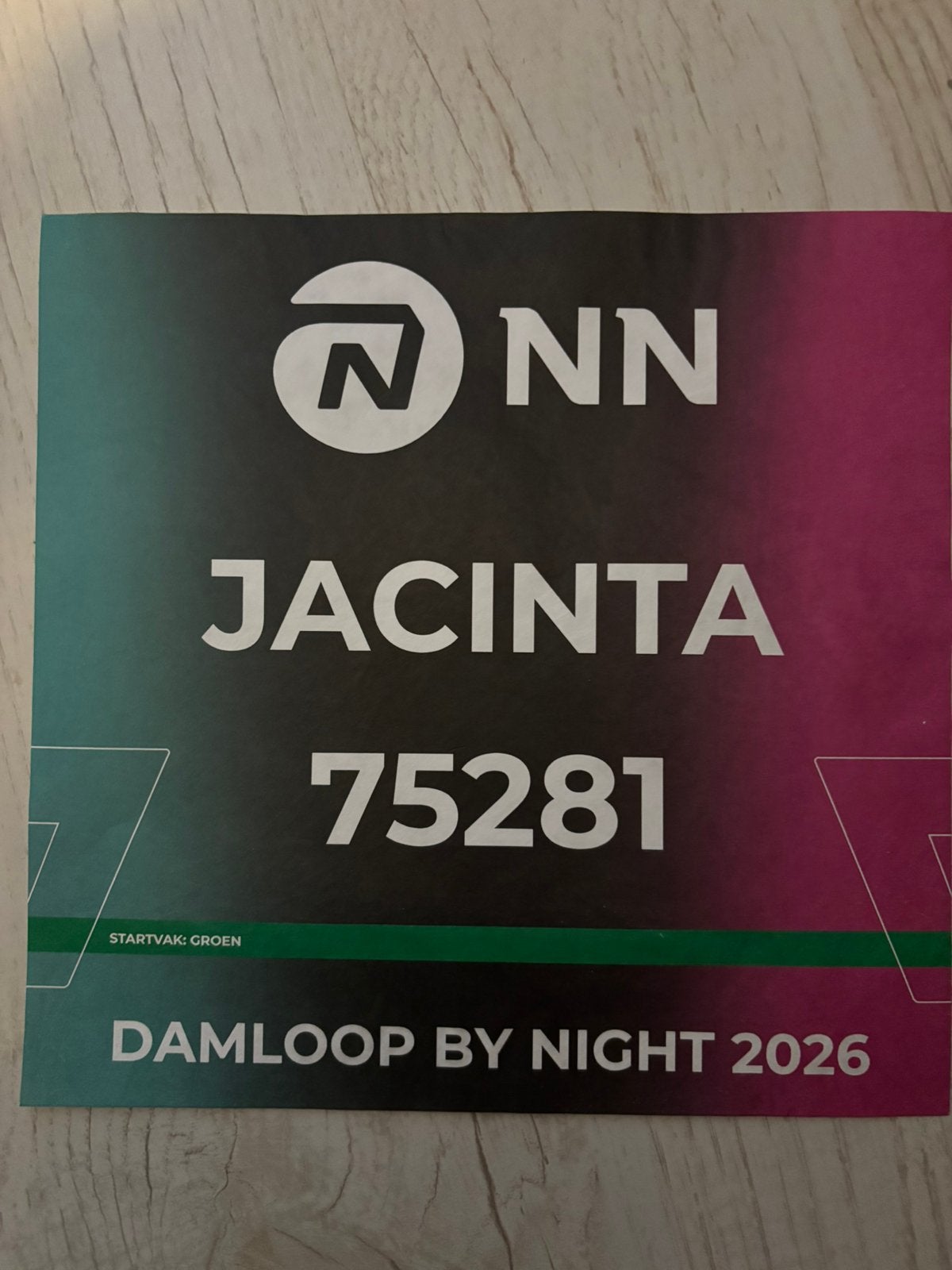 Startbewijs Damloop by night, Eén persoon, September
