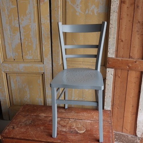 Stoel antiek hout origineel grijs zithoogte 47 cm Luterma, Antiek en Kunst, Ophalen of Verzenden