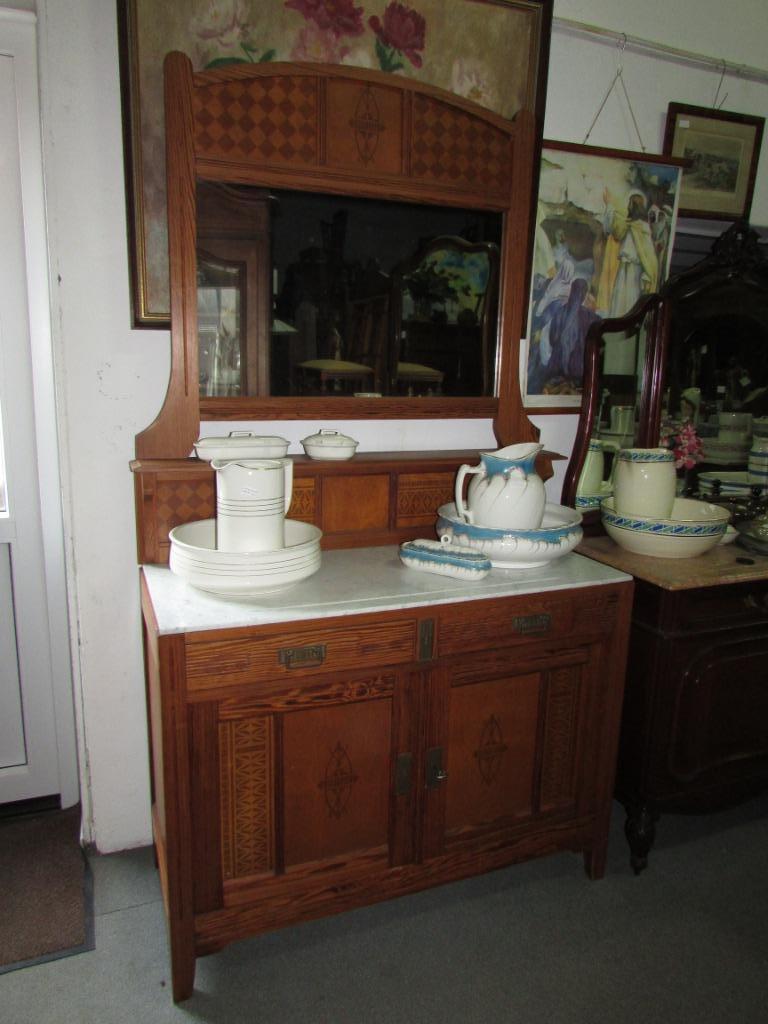 antieke grenen commode babycommode wit marmer blad 325.00, Ophalen, 100 tot 150 cm, 200 cm of meer, Zo goed als nieuw