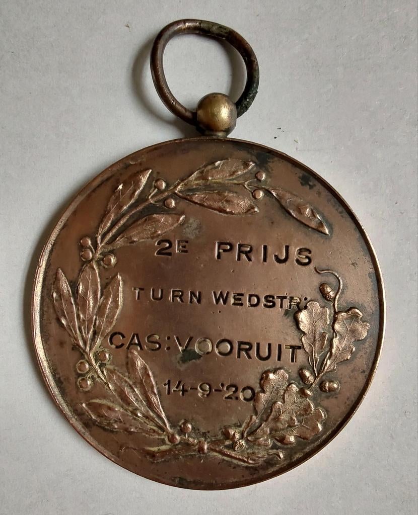 Turnen 1920 C.A.S. Vooruit Nijmegen, Ophalen of Verzenden, Brons, Nederland