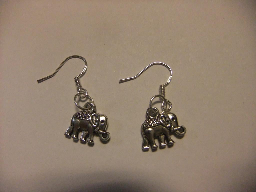 925 sterling zilveren oorbellen met olifanten hangers, Verzenden, Nieuw, Zilver, Zilver