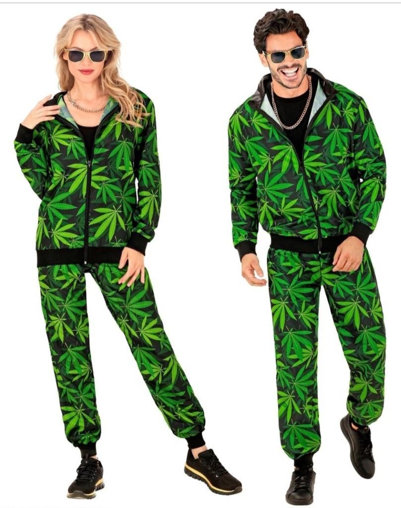 Carnaval pak wiet wietblad joggingspak L nieuw, Maat 52/54 (L), Carnaval, Nieuw, Ophalen of Verzenden