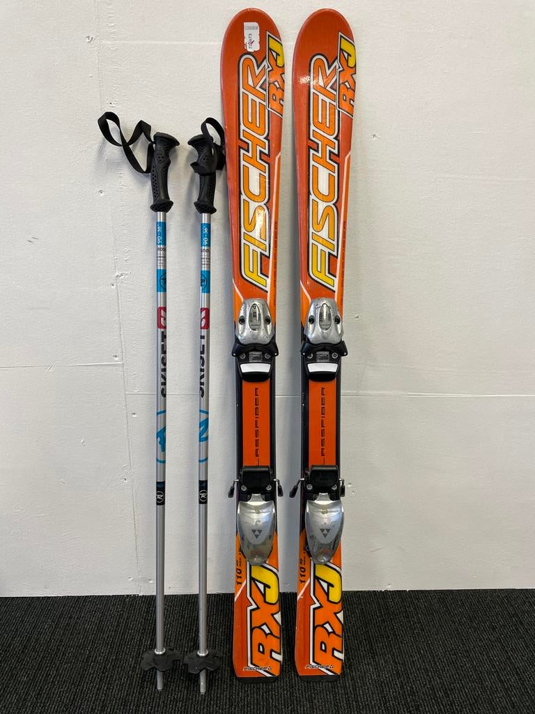 Fischer RXJ Ski's 110cm + Stokken 95cm, 100 tot 140 cm, Ophalen of Verzenden, Carve, Skiën