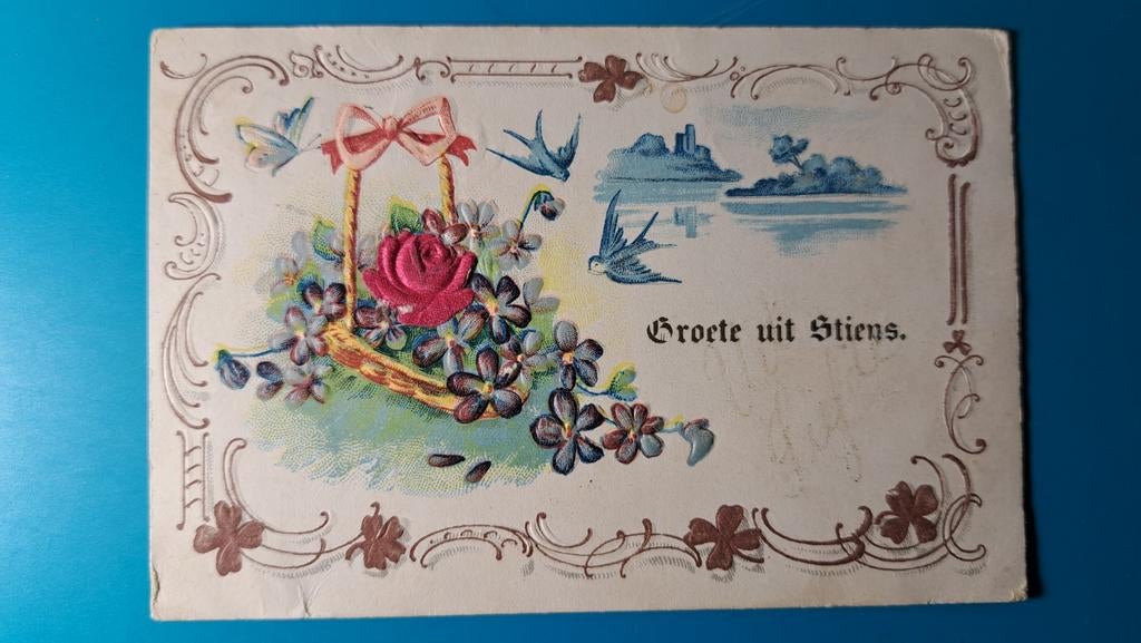 Stiens 1909 . Mooie reliëf kaart, Ophalen of Verzenden, Voor 1920, Gelopen, Friesland